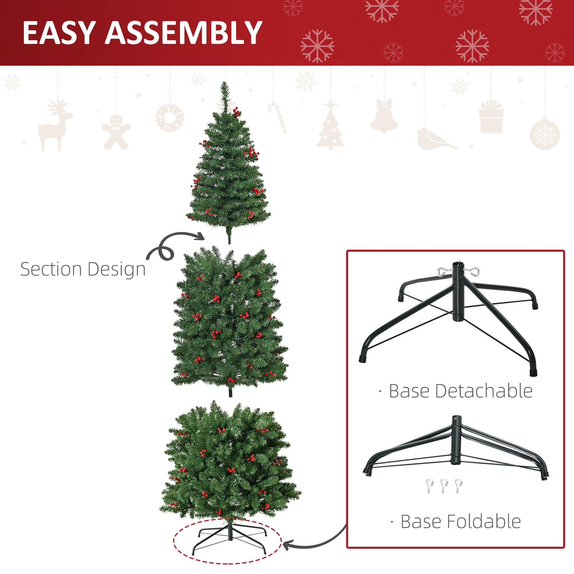 Homcom 7FT Prelit Artificial Pencil Christmas Tree with Warm White LED Light