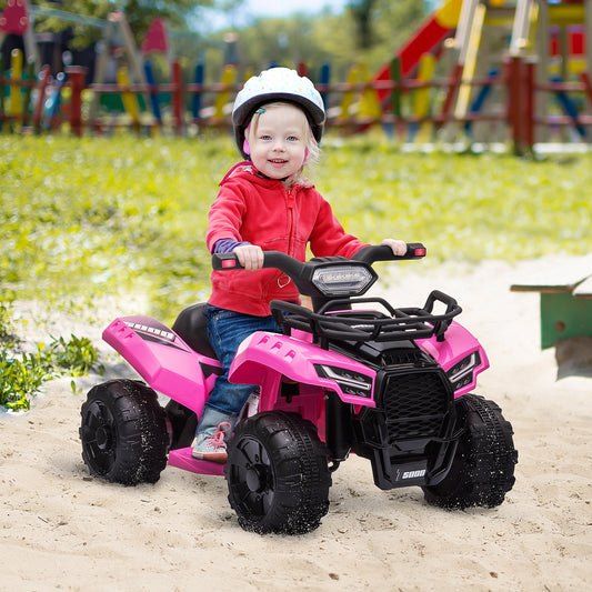 Homcom 6V Kids Electric Ride on Car Toddlers Quad Bike ATV Toy With Music for 18-36 months Pink