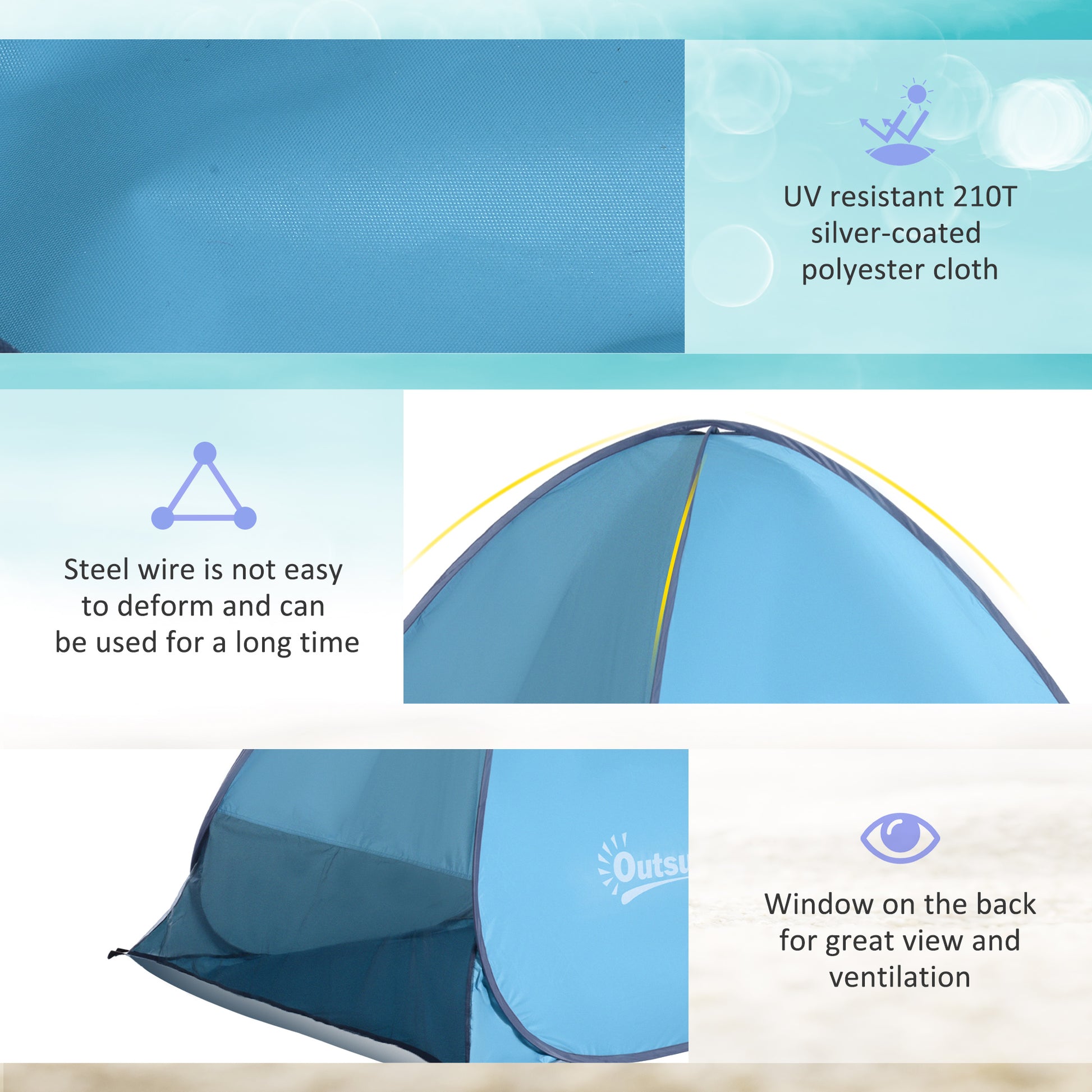 Outsunny 2 Person Pop Up UV Shelter Shade-Blue