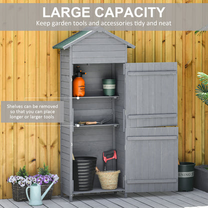 Rustica 189cm Barn Door Reverse Apex Garden Store Lockable With Shelves Fir Wood Grey by Steadfast