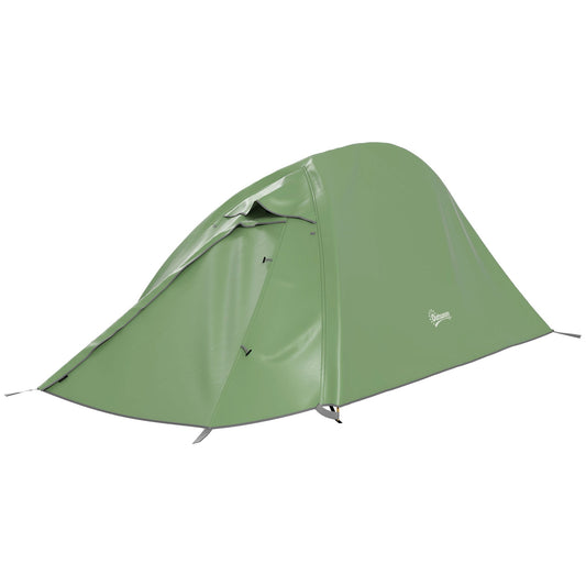 Double Layer Camping Tent, 1-2 Man Backpacking Tent with Carry Bag, 2000mm Waterproof and Lightweight, Green-0