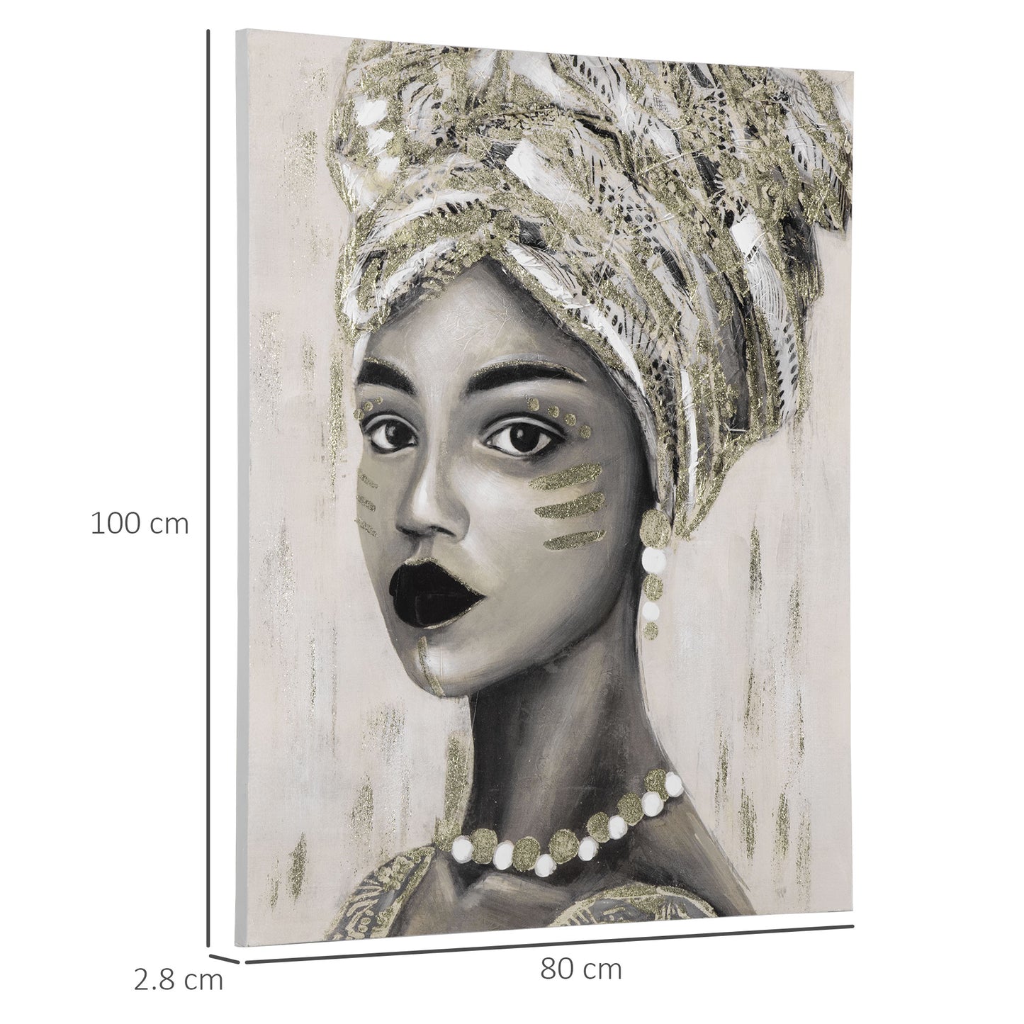 Homcom Hand-Painted Wall art of Woman in African Attire