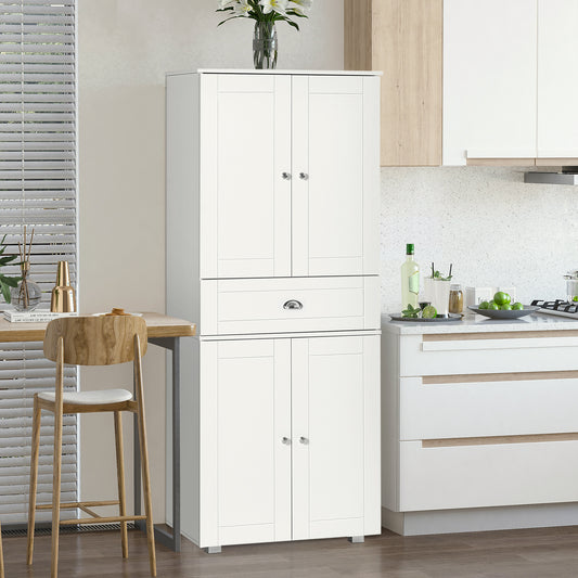 Homcom Freestanding Tall Kitchen Cupboard Storage Cabinets with Drawer and 3 Adjustable Shelves for Dining Room