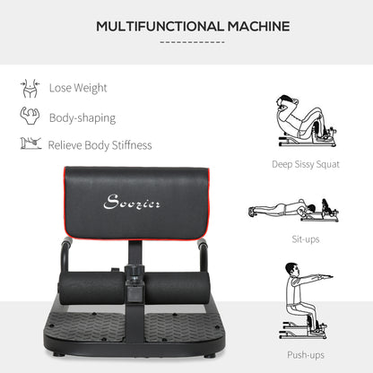 Homcom 3-in-1 Full Body Workout Ergonomic Squat Machine Fitness Body Exercise Machine Black