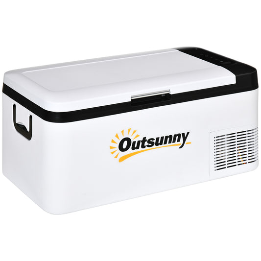 Outsunny 12V Car Refrigerator w/ LED Light & Foldable Handles