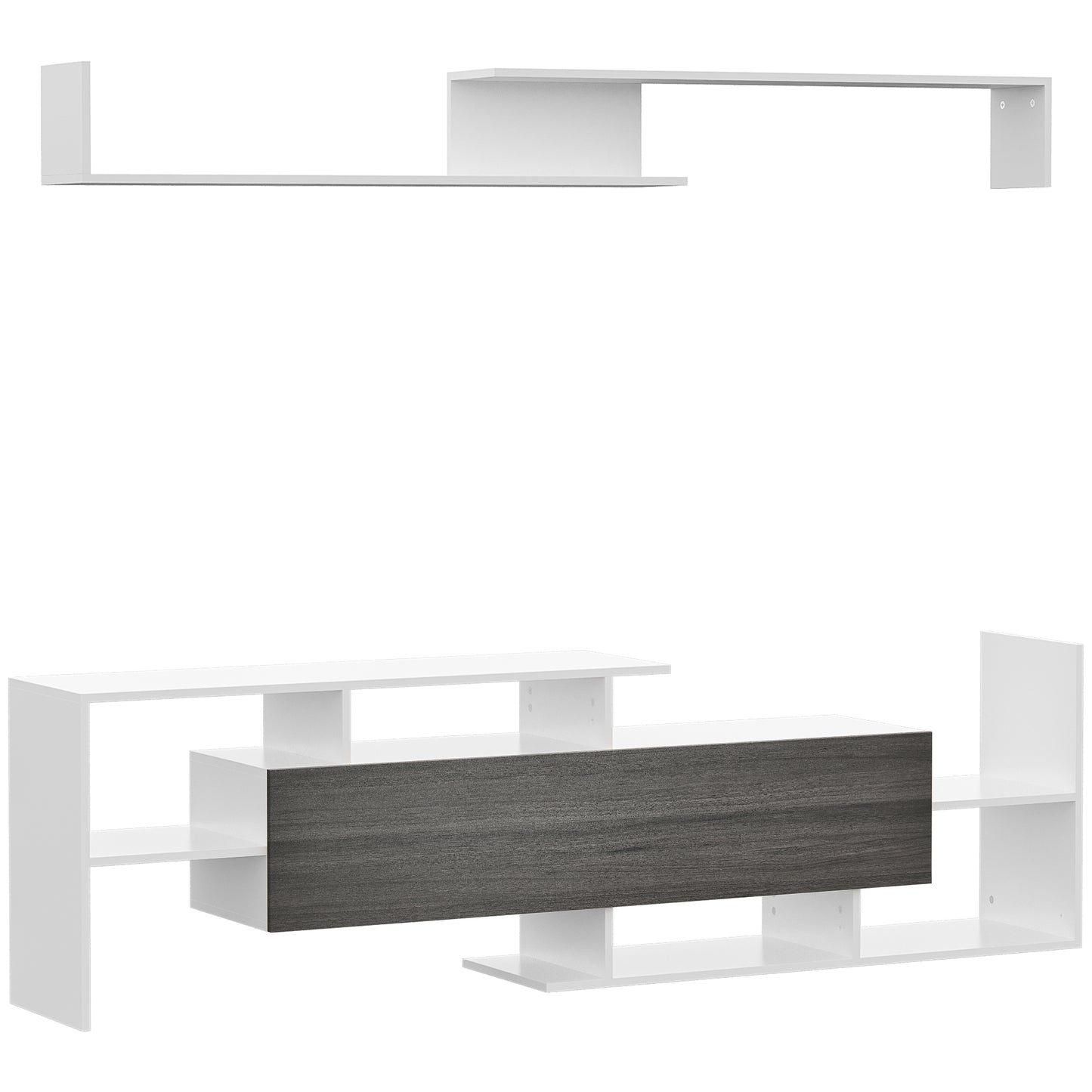 Homcom Modern TV Cabinet with Wall Shelf