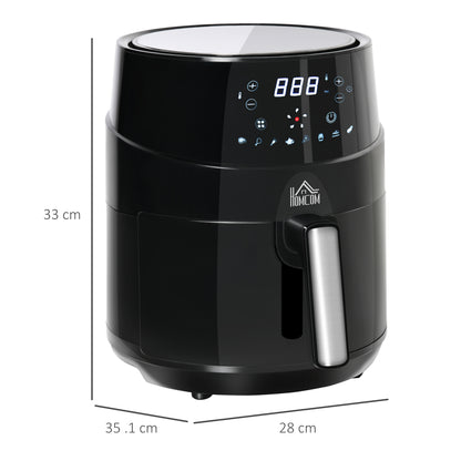 1500W 4.5L Air Fryer 8 Presets With Digital Display Black & Steel by Homcom