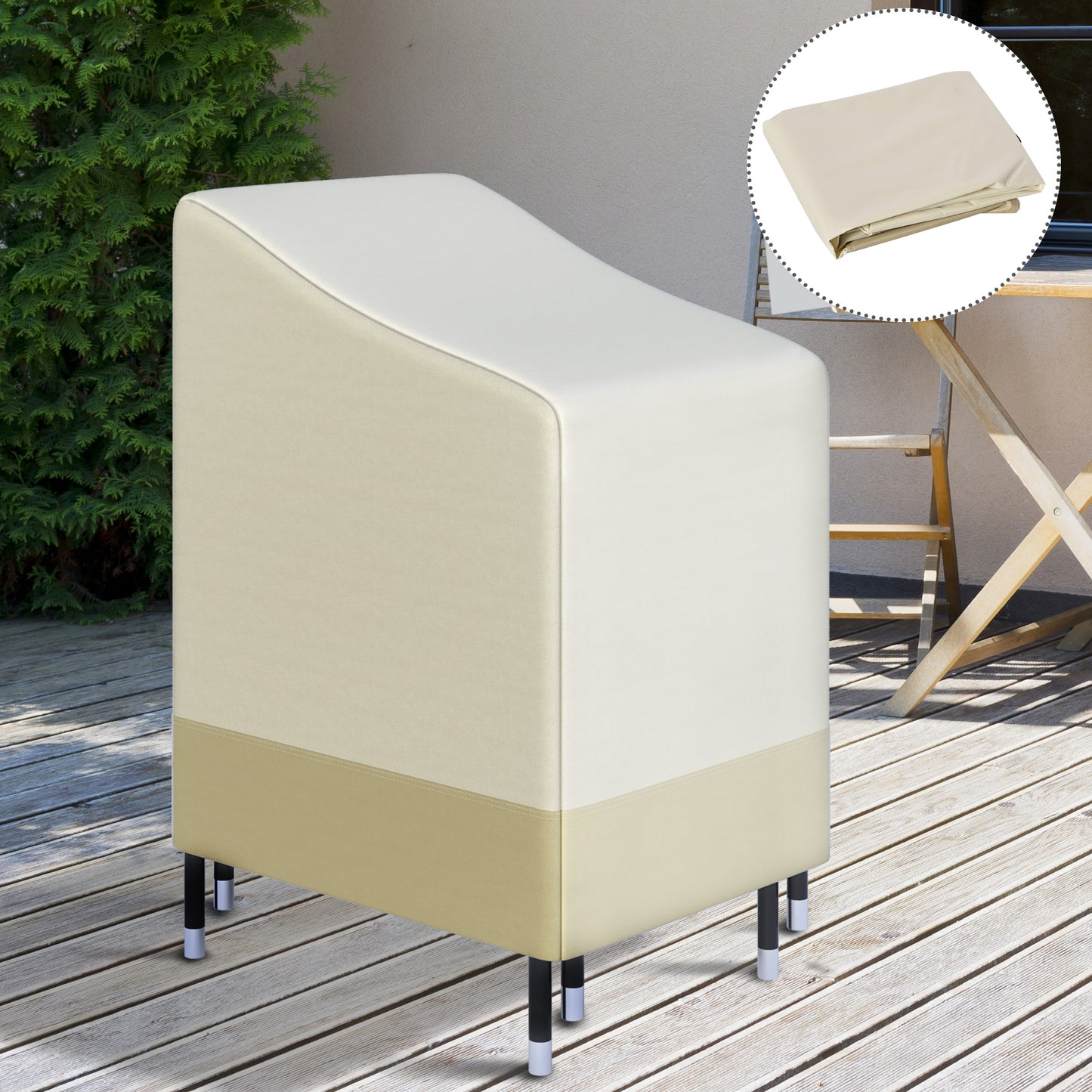 Outsunny 600D Oxford Cloth Waterproof Furniture Cover Wicker Chairs Garden Patio Rattan Seat Outdoor Protector L70*W90*H115cm