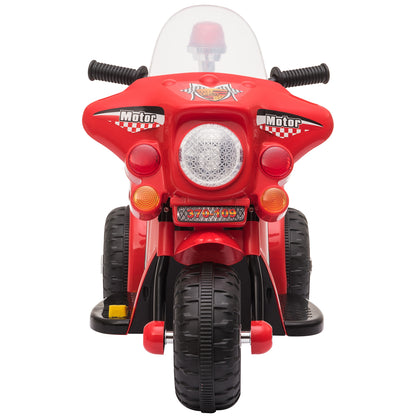 Homcom Kids 6V Electric Ride On Motorcycle 3 Wheel Vehicle Lights Music Horn Storage Box Red