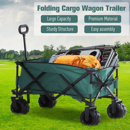 Outsunny Folding Metal Frame Garden Trolley - Green