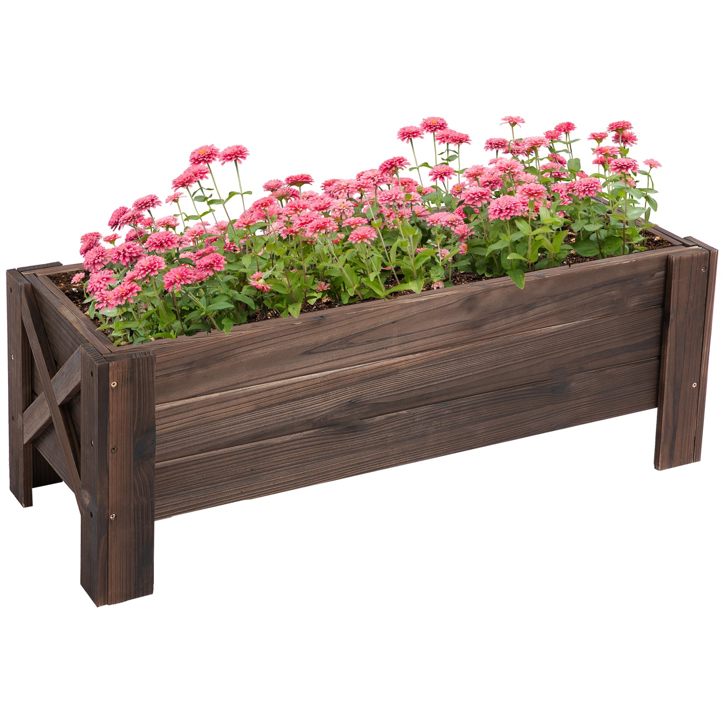 Outsunny 58L Garden Raised Bed Planter Grow Containers for Outdoor Patio Plant Flower Vegetable Pot Fir Wood