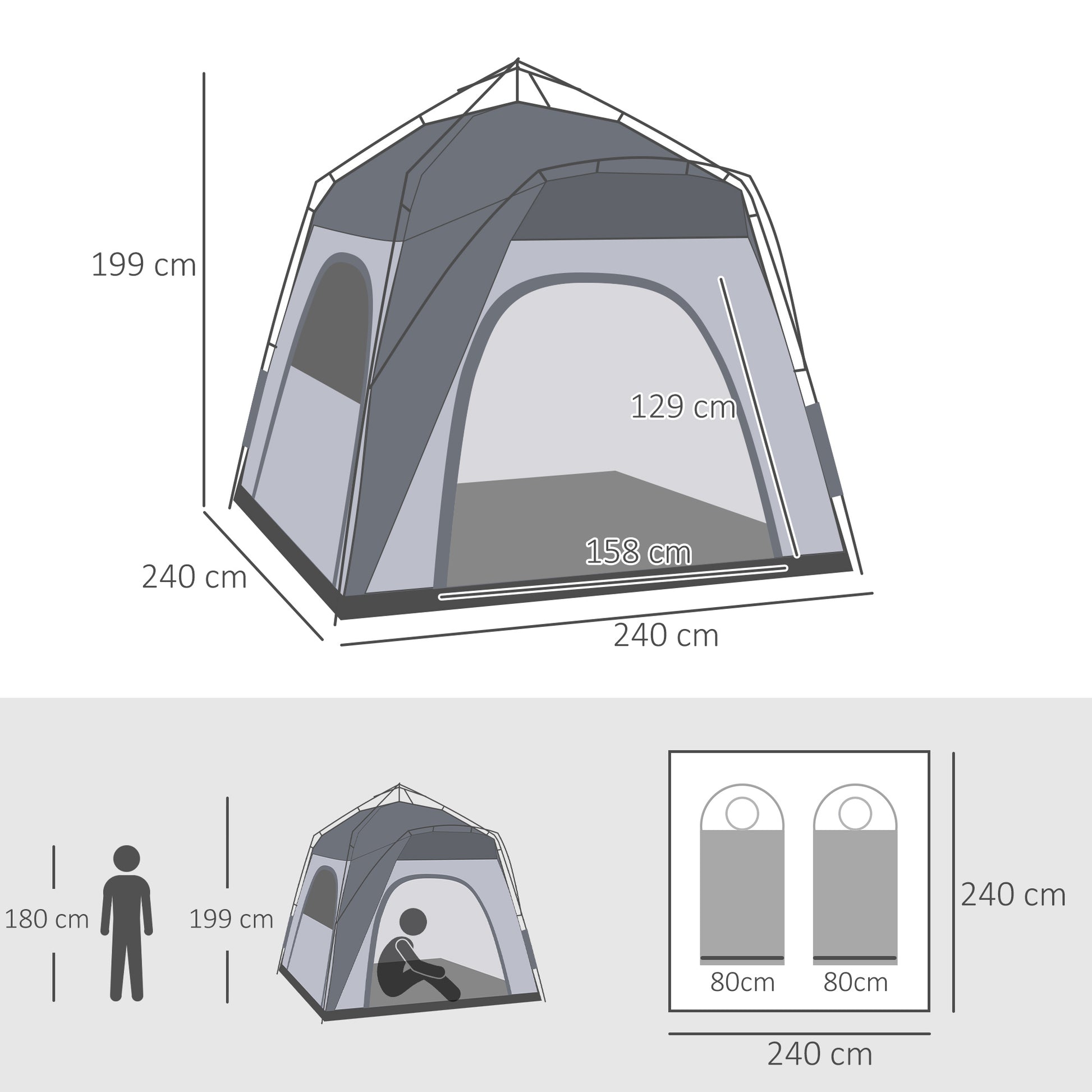 Outsunny 4 Person Automatic Camping Tent