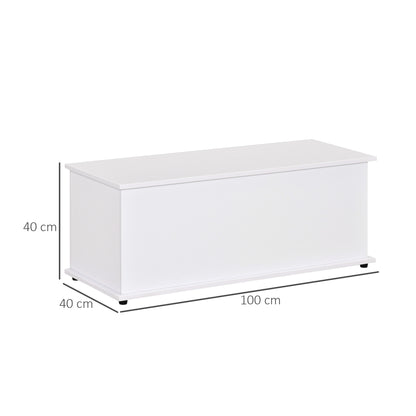 Homcom Wooden Storage Box Clothes Toy Chest Bench Seat Ottoman Bedding Blanket Trunk Container with Lid - White