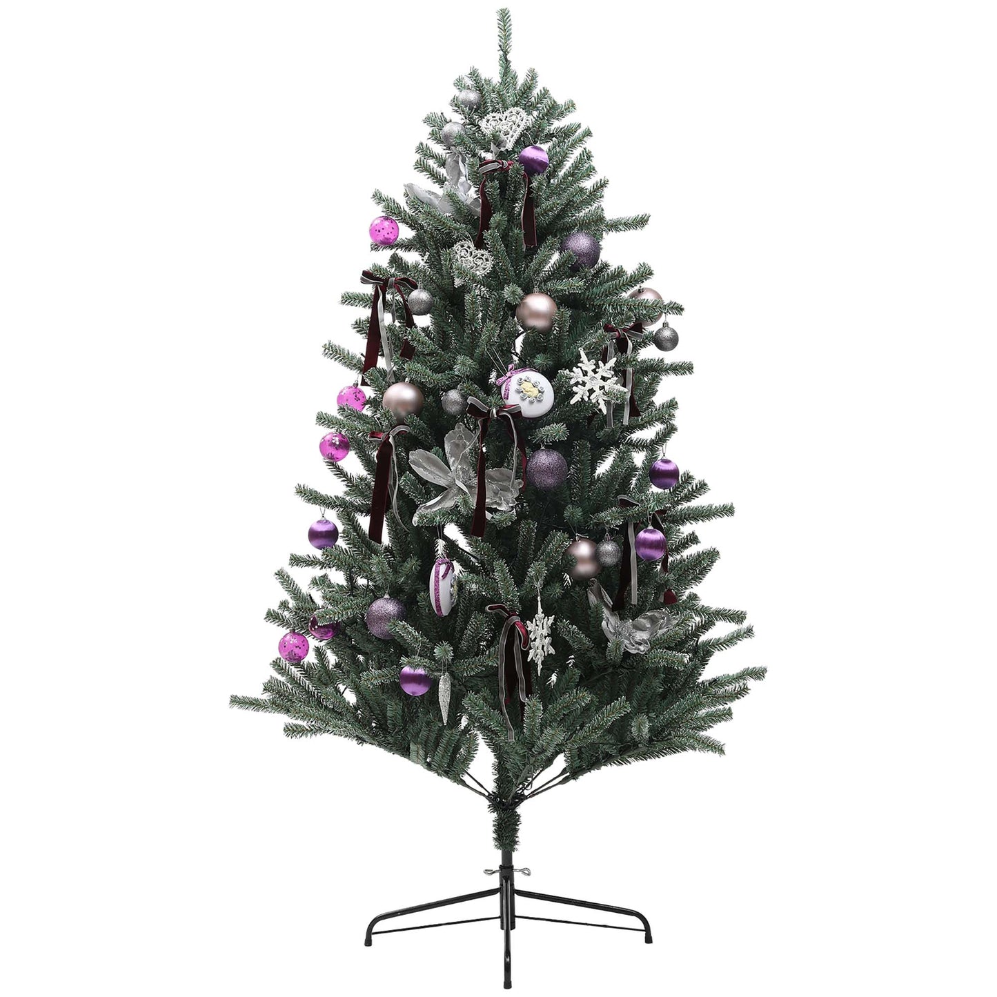 6ft Decorated Christmas Tree Artificial - Dark Green with LED Lights Warm White 796 Tips