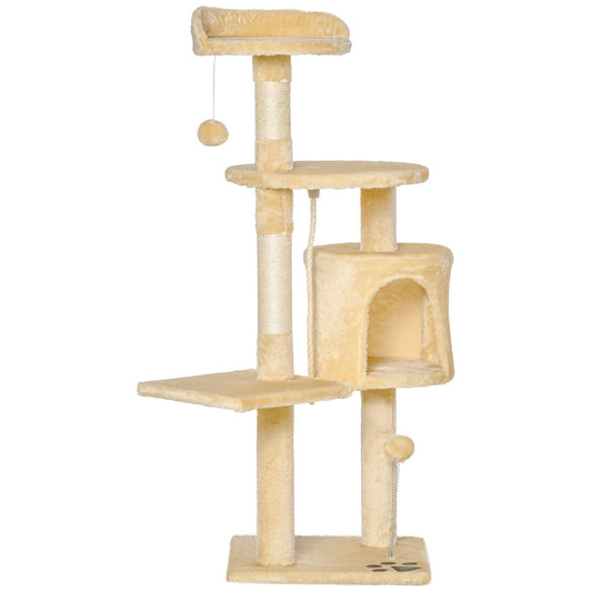 Cat Tree House, 114H cm-Beige-0