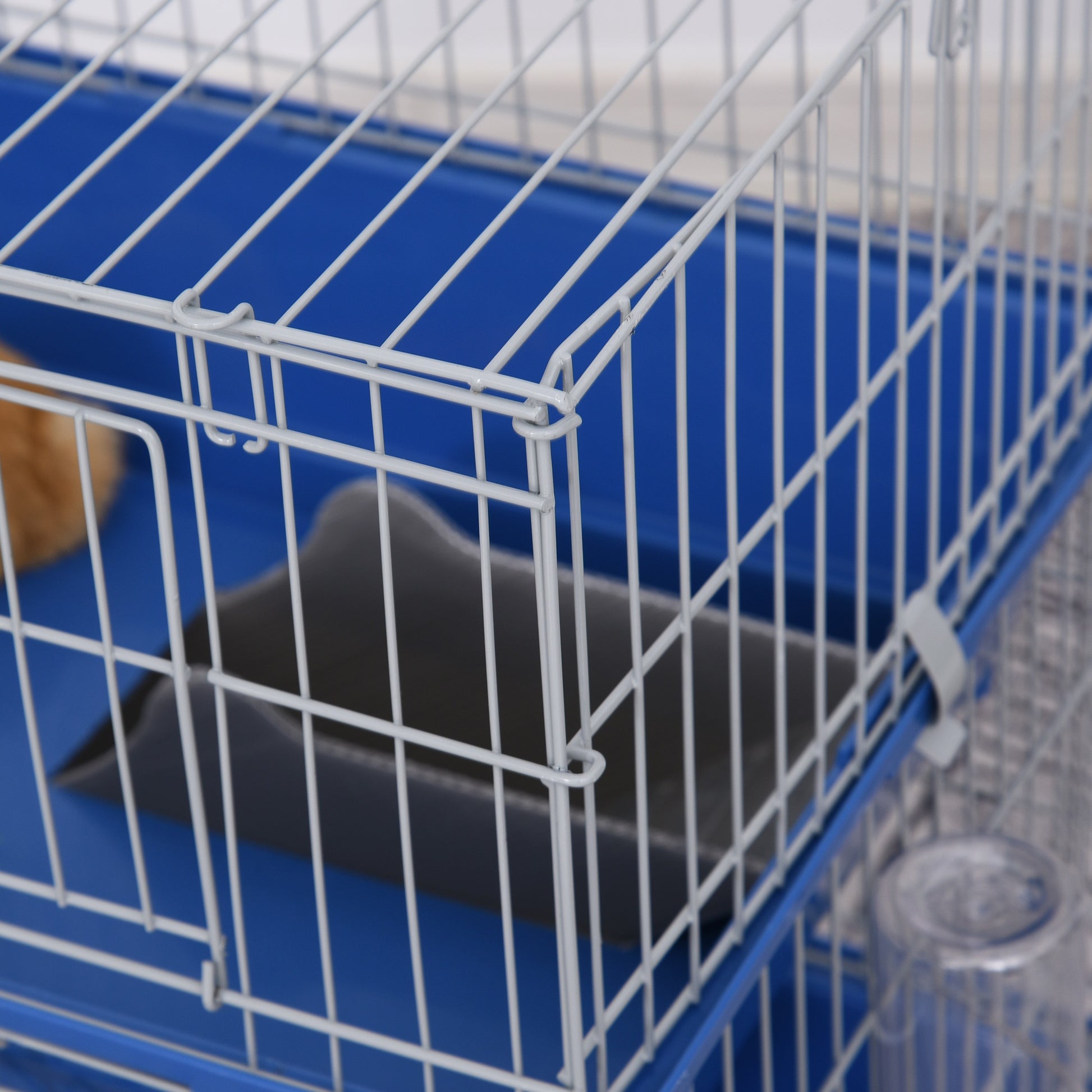 PawHut Double Tier Small Animal Cage Rabbit Chinchillas Cage w/ Ramp Food Dish Water Bottle Deep Trays Pet Home 72 x 44 x 67 cm