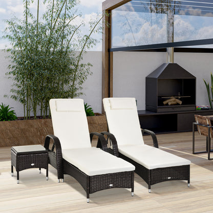 Outsunny 3 Pieces Patio Lounge Chair Set