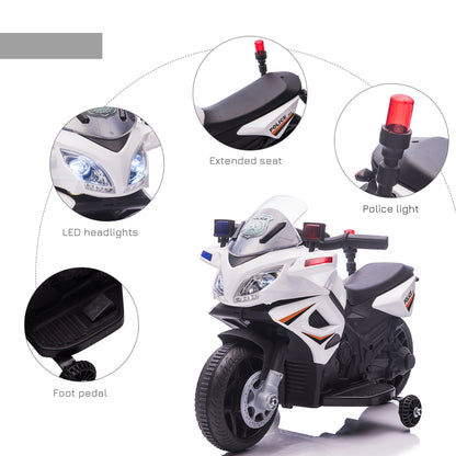 Homcom Kids 6V Electric Pedal Motorcycle Ride-On Toy Battery 18-48 months White