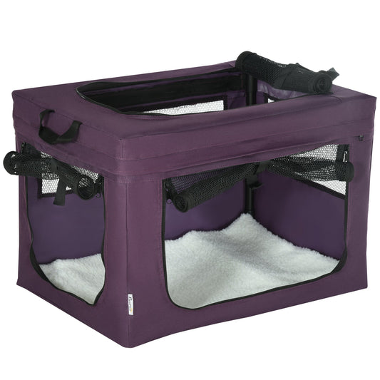 Pet Carrier Portable Cat Carrier Foldable Dog Bag for Miniature Dogs, 60 x 42 x 42 cm, Purple-0