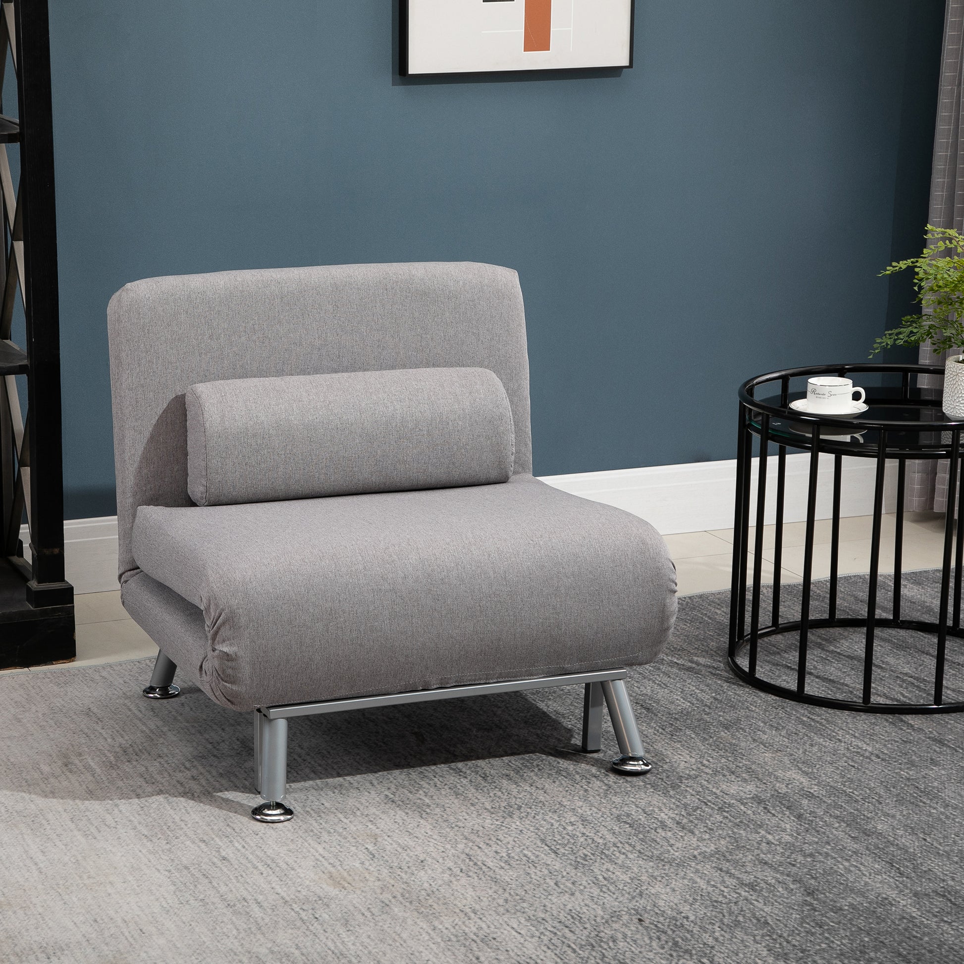 Homcom Adjustable Back Futon Sofa Chair - Grey