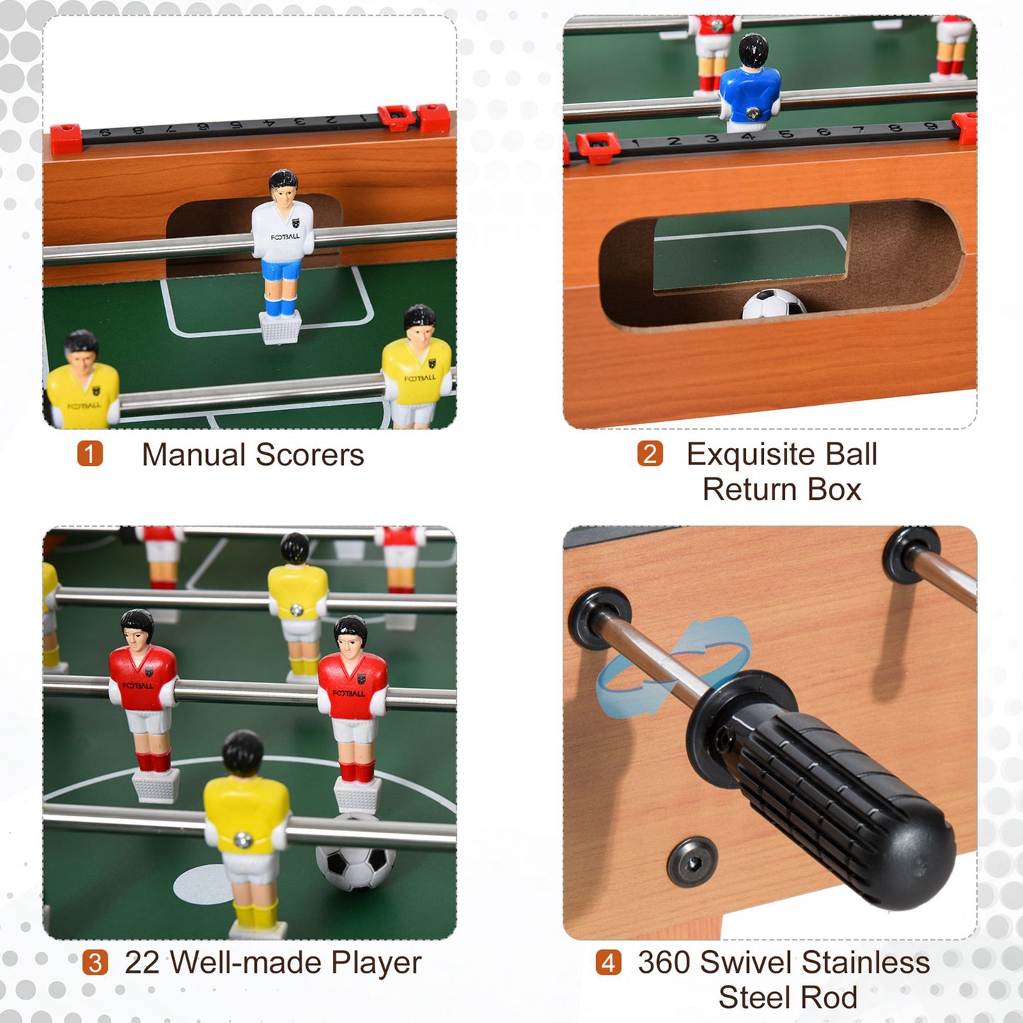 Homcom Foosball Game Table 84.5cm Wood Soccer Arcade Game Room