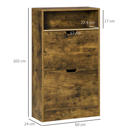 Homcom Slim Two-Drawer Shoe Cabinet