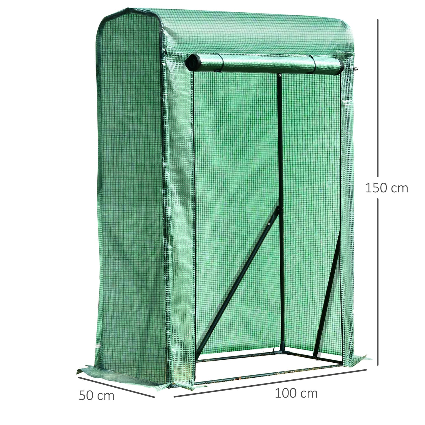 Outsunny Outdoor Pe Greenhouse Steel Frame Plant Cover With Zipper 100L X 50W X 150H cm - Green