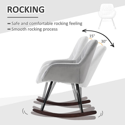 Homcom Rocking Chair Reading Accent Armchair with Steel Frame Sponge Padded for Living Room