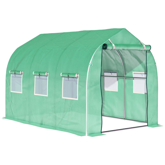 Outsunny 3x2 m Polytunnel Walk-in Greenhouse-Green