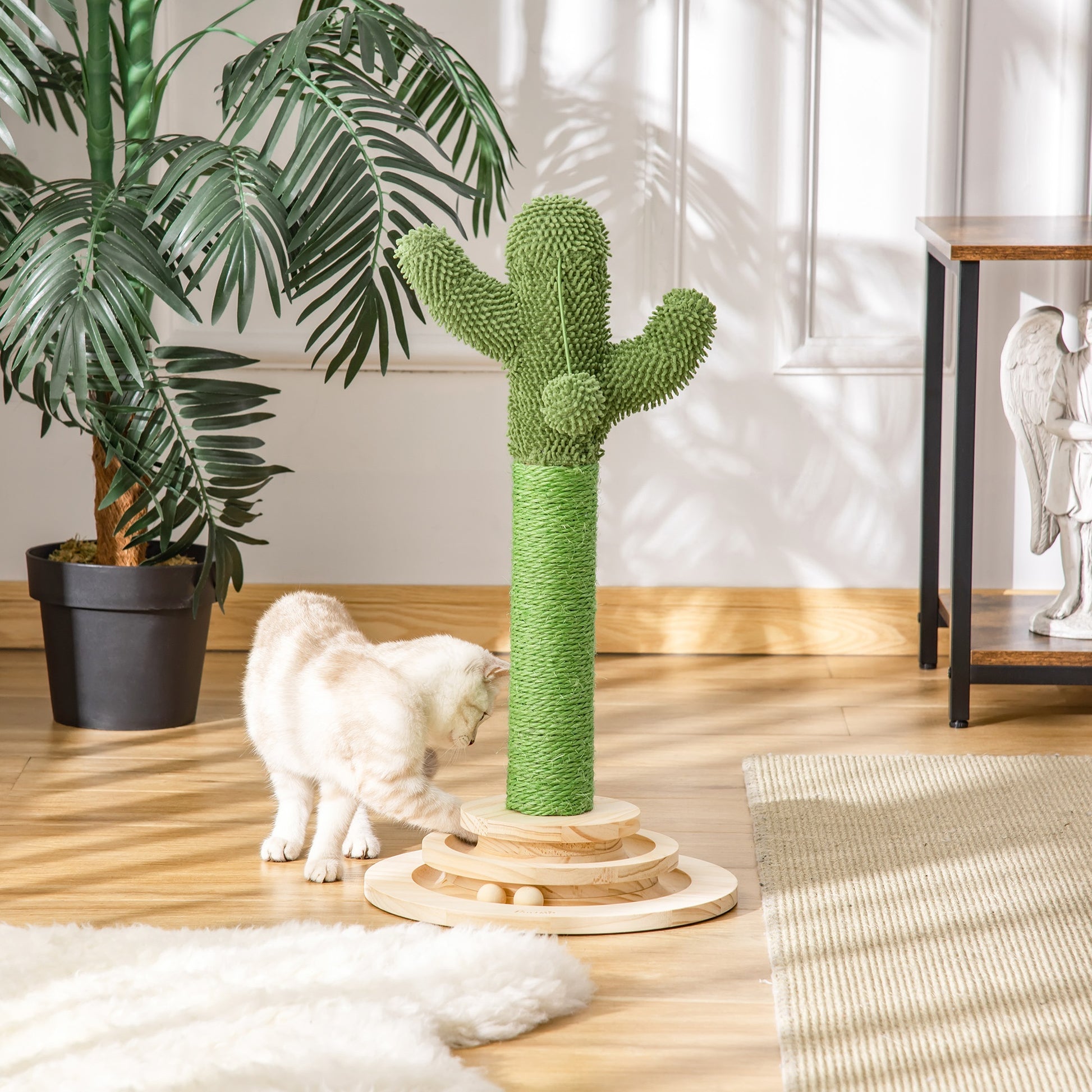 PawHut Cat Tree Tower with Sisal Scratching Post Hanging Ball Funny Cat Ball Platform