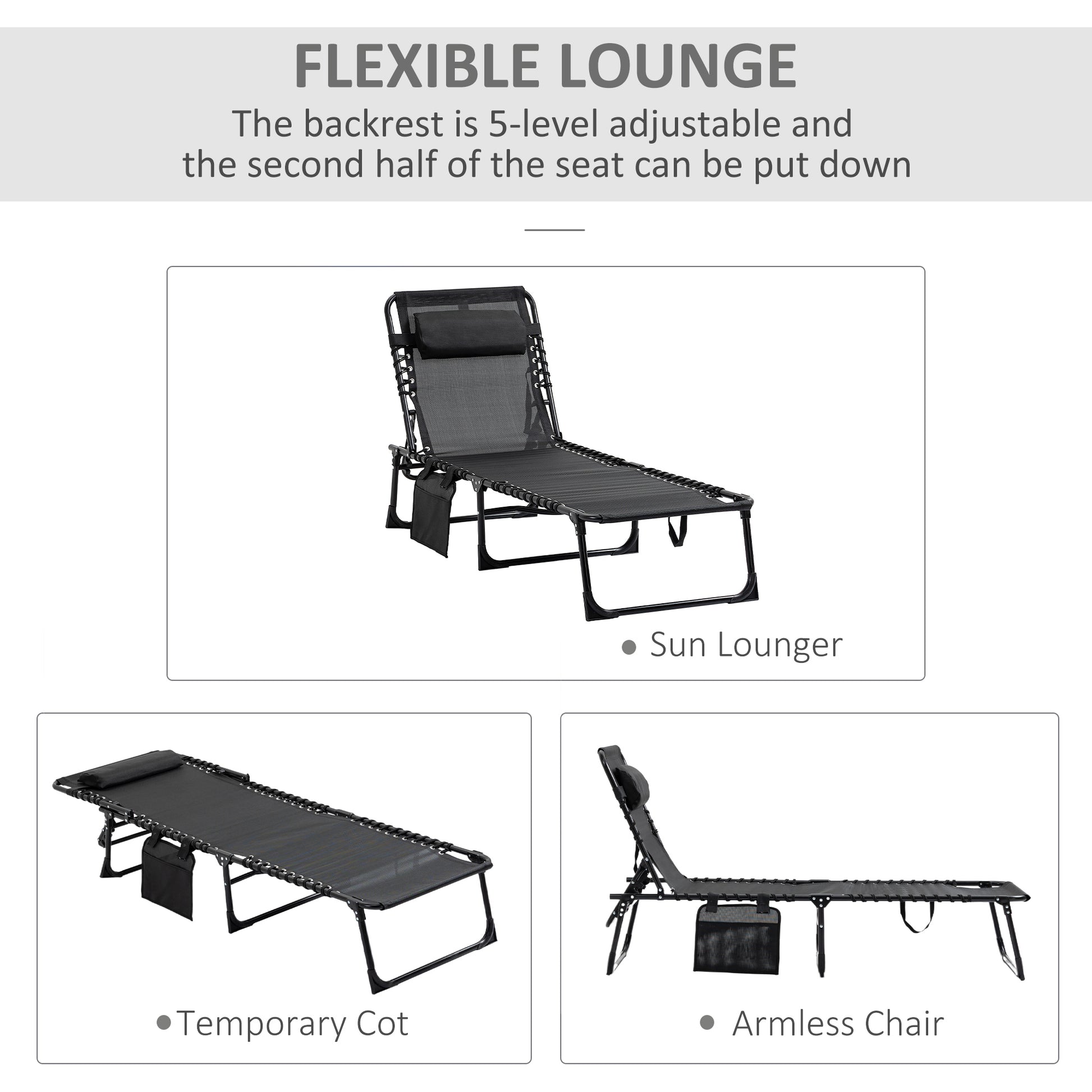 Outsunny Portable Sun Lounger