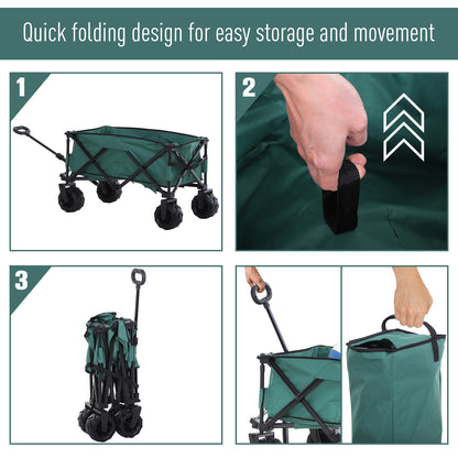 Outsunny Folding Metal Frame Garden Trolley - Green