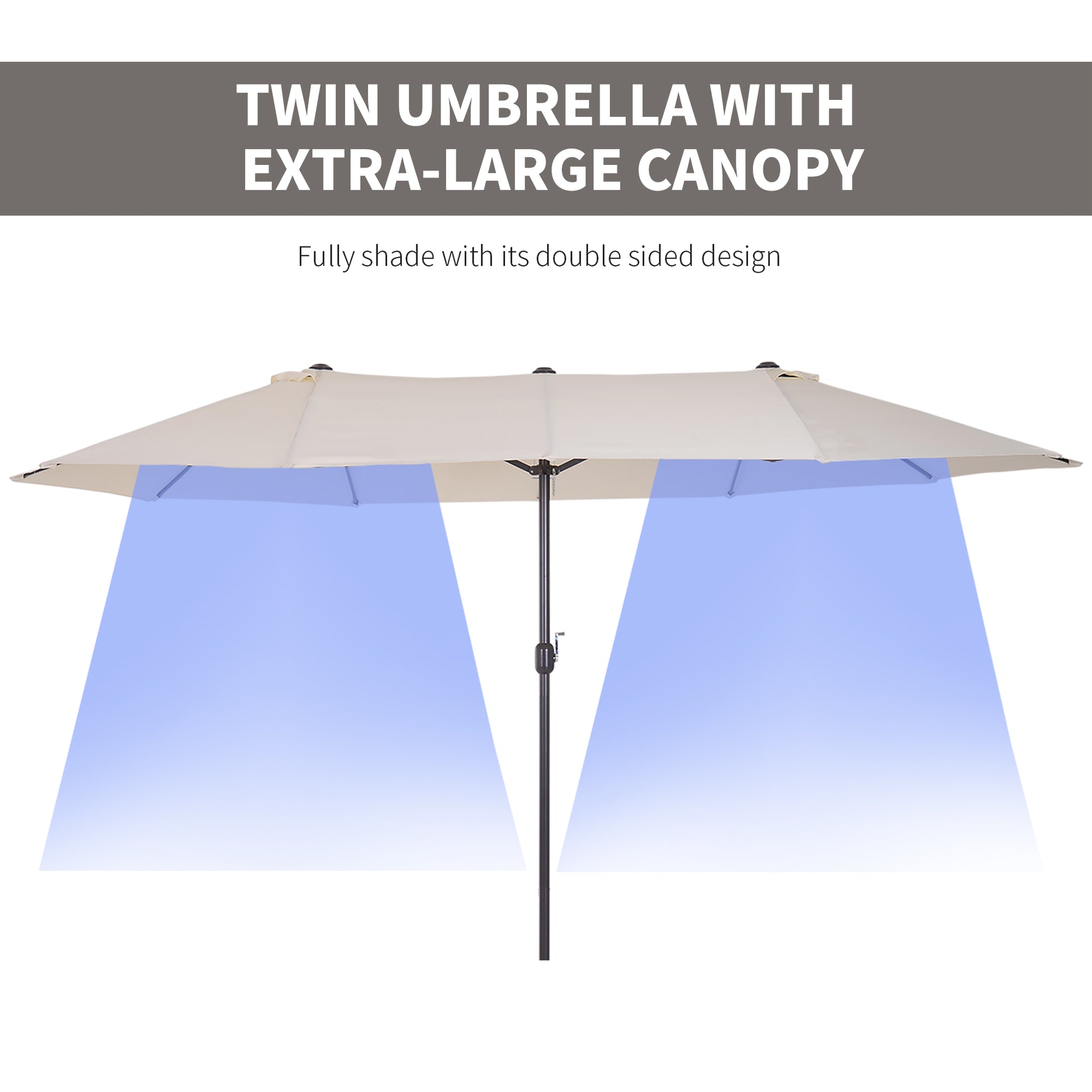 Outsunny 4.6m Double-Sided Patio Parasol Sun Umbrella-Beige