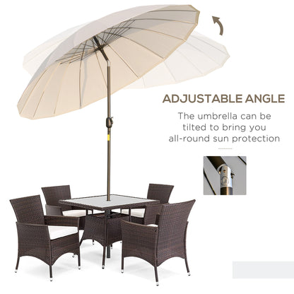 Outsunny 2.6M Shanghai Garden Parasol Umbrella With Crank & Tilt Adjustable Outdoor Sun Shade Off-White