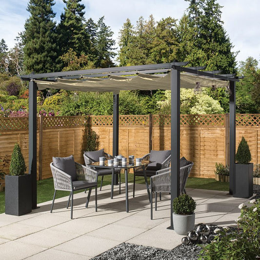 Premium Aluminium Garden Gazebo 3x3m by Croft with a Cream Canopy - Croft Home & Garden