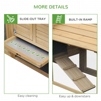 PawHut Small Chicken Coop with Run Hen House Poultry Coops Cages Nesting Box Wood 150.5 x 54 x 87cm