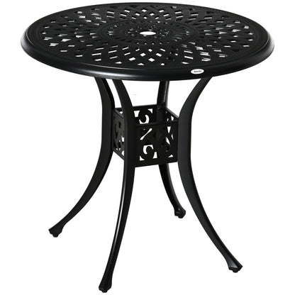 Outsunny 78cm Round Garden Dining Table Bistro Set with Parasol Hole Antique Cast Aluminium Outdoor Table Only