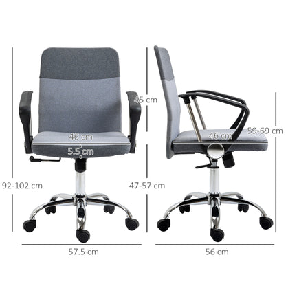 Vinsetto Office Chair Linen Fabric Swivel Computer Desk Chair Home Study Adjustable Chair with Wheels