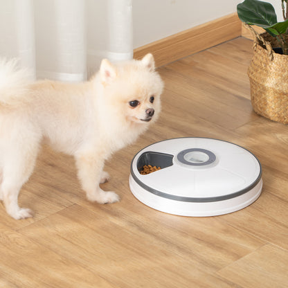 PawHut Automatic Pet Dog Cat Feeder w/ Digital Timer Six-Meal Food Dispenser