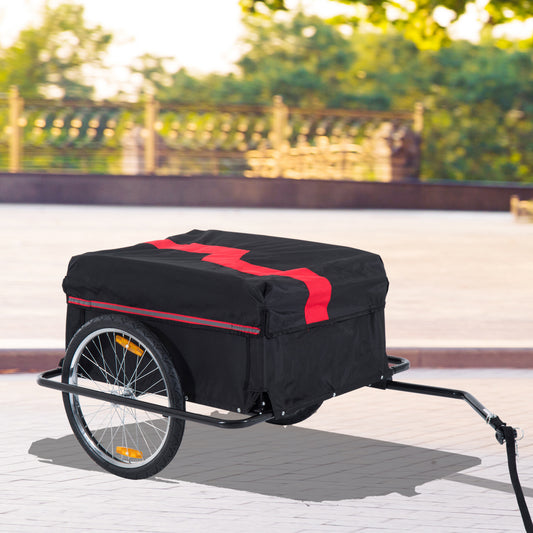 Homcom Bike Cargo Trailer W/Removable Cover-Red/Black