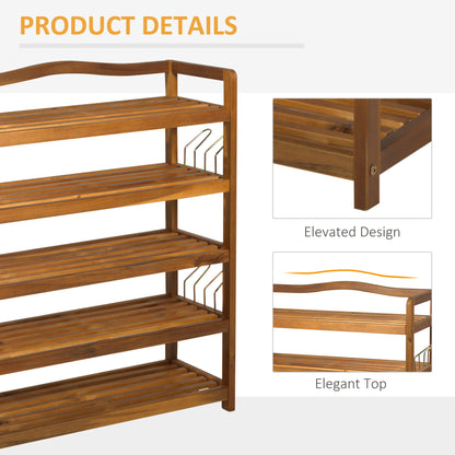 Homcom Wooden Five-Shelf Shoe Rack