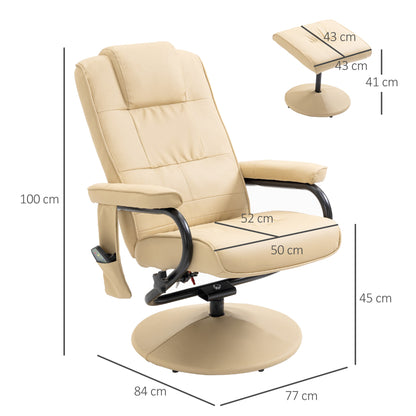 Homcom Manual Sofa Reclining Armchair PU Leather Massage Recliner Chair and Ottoman