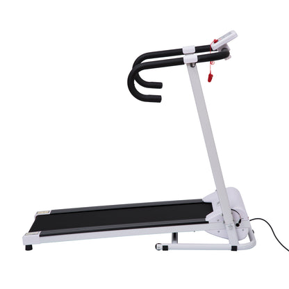 Homcom Steel Folding Motorized Home Treadmill w/ LCD Monitor White