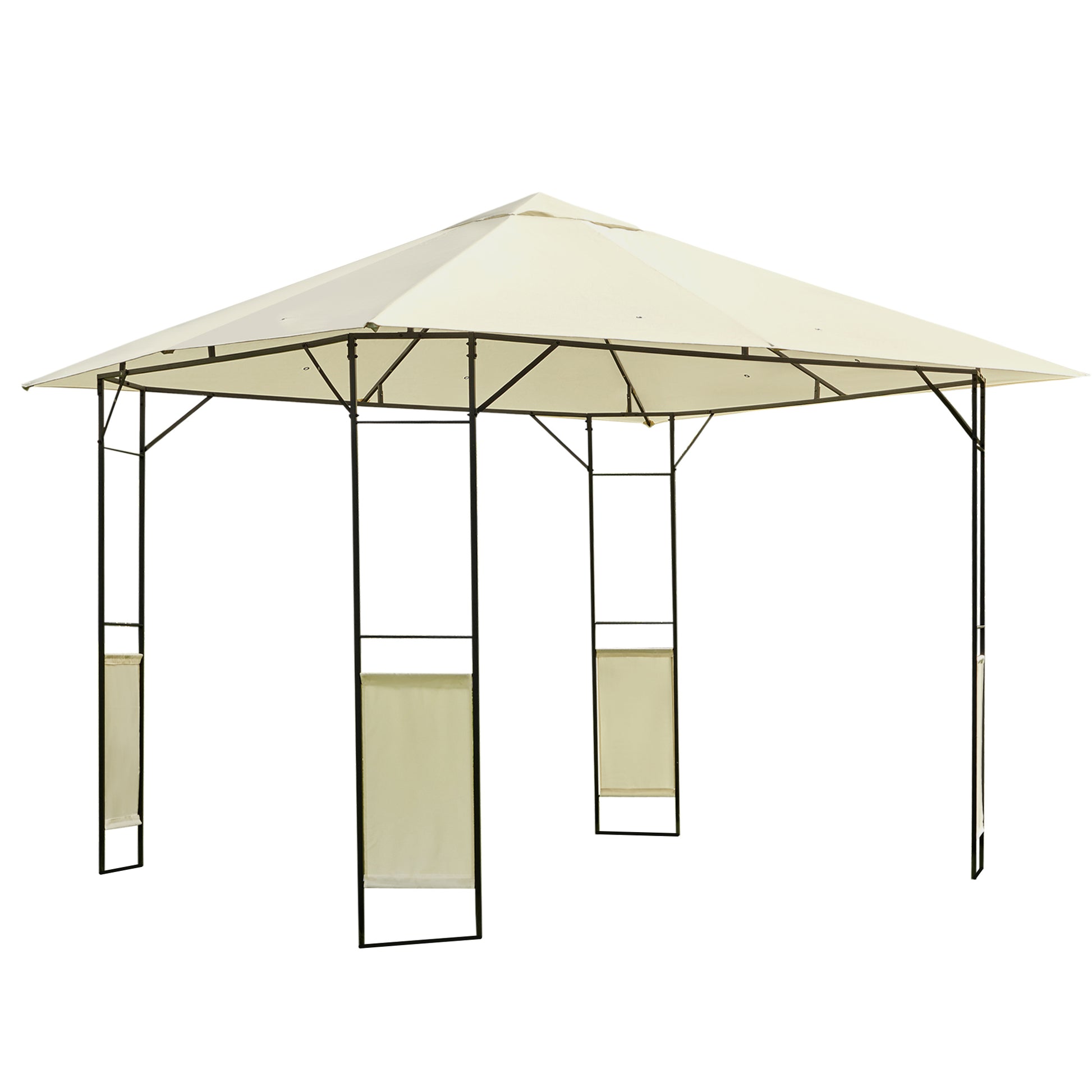 Outsunny 3 x 3 Meters Patio Garden Metal Gazebo Marquee Steel Frame with Canopy Awning Tent Water Resistant Cream