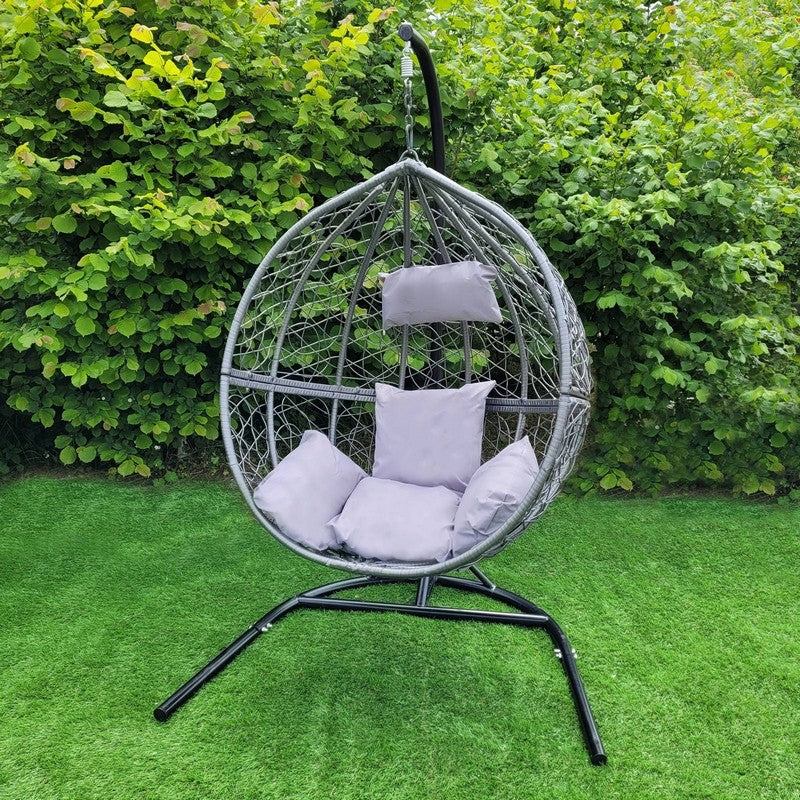 Enchanted Plain Garden Hammock Egg Chair by Raven with Grey Cushions