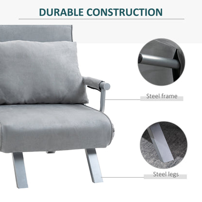 Homcom Suedette Adjustable Back Futon Sofa Chair - Grey