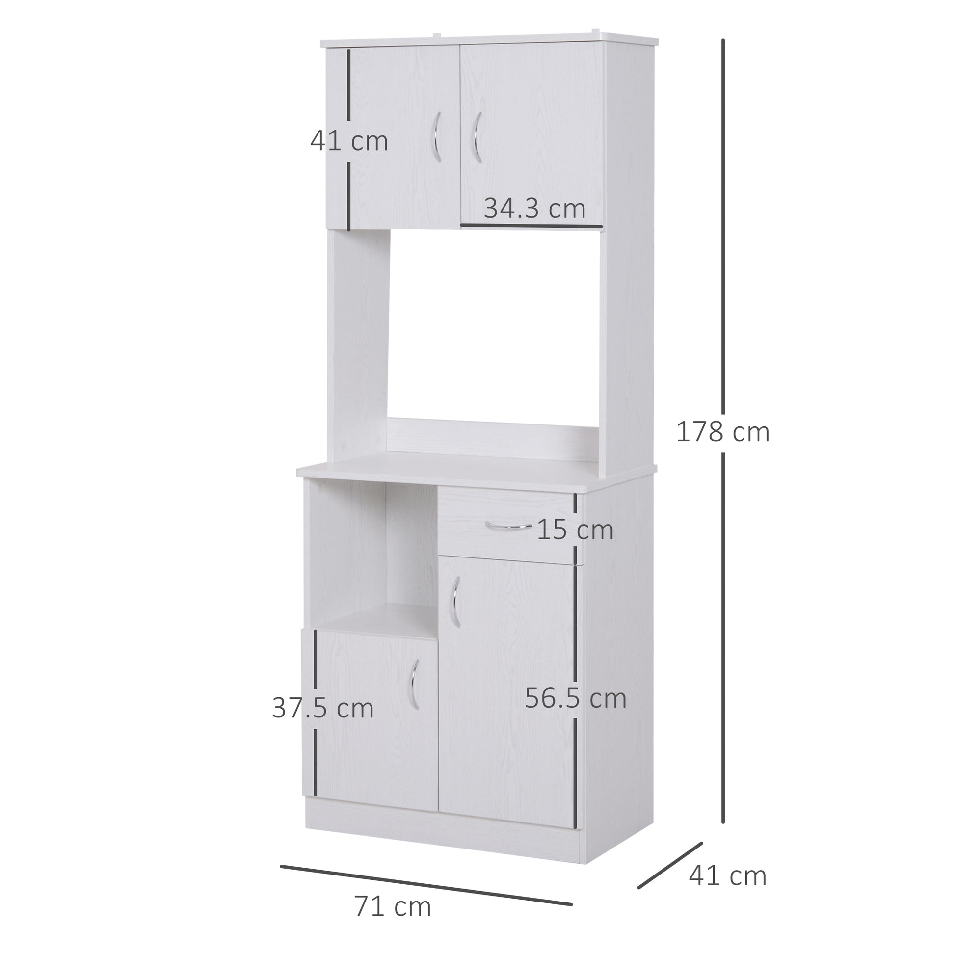 Homcom Kitchen Cupboard with Doors Cabinet Shelves Drawer Open Countertop Storage Cabinet for Living Room