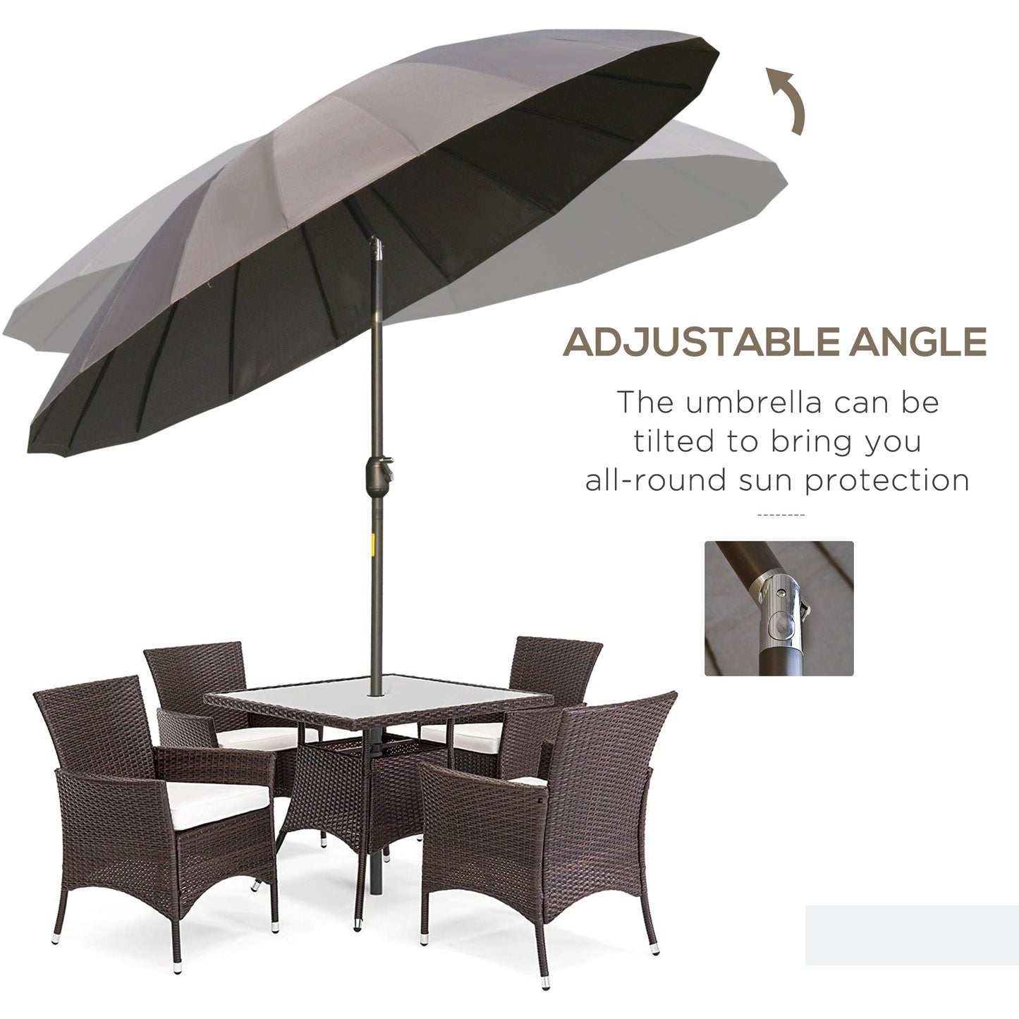 Outsunny 2.6m Shanghai Garden Parasol Umbrella with Crank & Tilt