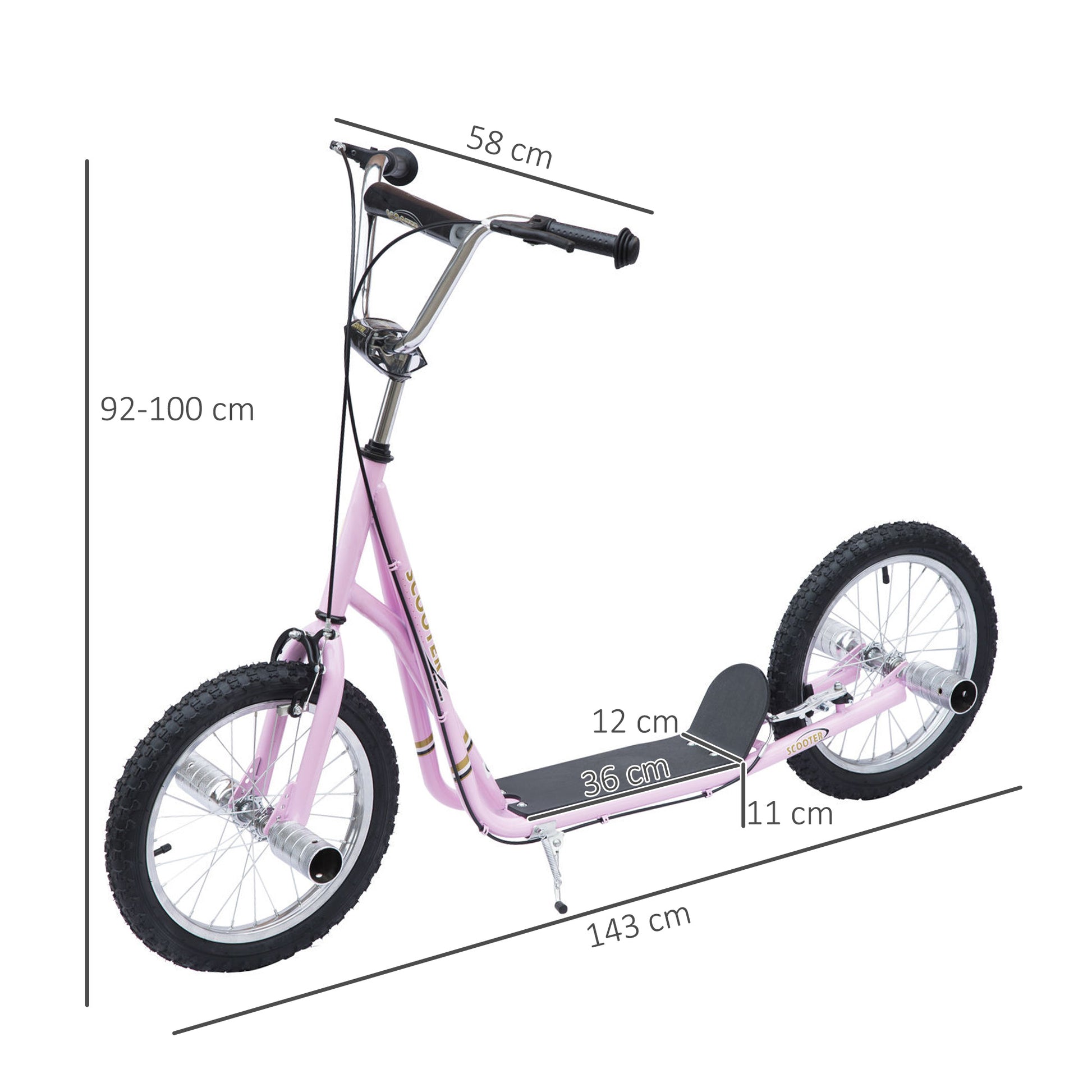 Homcom Youth Scooter Adult Teen Push Scooter Kids Children Stunt Scooter Bike Bicycle Ride On 16" Pneumatic Tyres