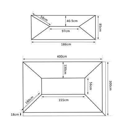 Outsunny 3x4m Gazebo Replacement Roof Canopy 2 Tier Top UV Cover Garden Patio Outdoor Sun Awning Shelters Cream (TOP COVER ONLY)